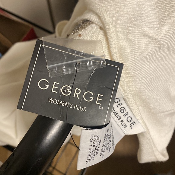 GEORGE BEADED SWEATER WOMEN SZ 22-24 OFF WHITE SCOOP NECK LONG SLEEVE NWT PTP 26 - Picture 8 of 8